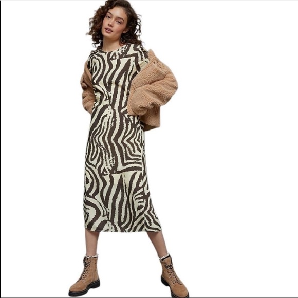 ANTHROPOLOGIE Corey Lynn Calter Zebra Print Midi Dress NEW - Picture 2 of 9
